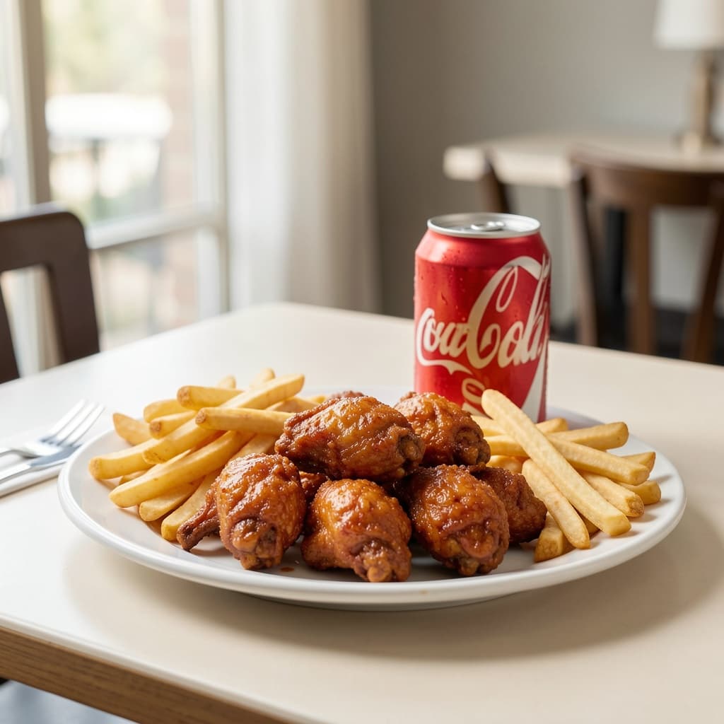 1. Traditional Wings, Fries and Soda Combo